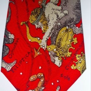 Maus and Hoffman Tie Vtg Constelations Astral Red Silk Italy 3.25"W × 59"L RARE